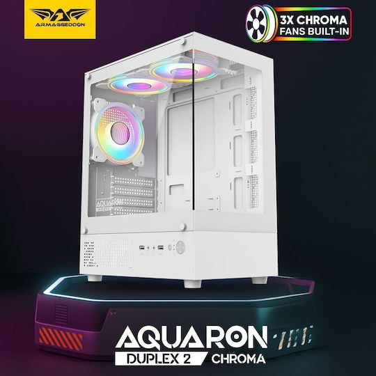 Armaggeddon Aquaron Duplex 2 Chroma Micro Tower Carcasă PC Alb