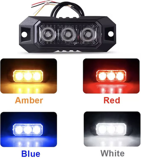Φανάρι Led Μπλε Strobe Διαφορετικές Λειτουργίες Led 12-24v 3 Smd – Oem