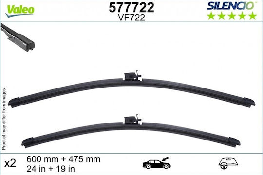 Valeo Silencio Front Set Car Wiper Blades 600mm Passenger Wiper Length 475mm