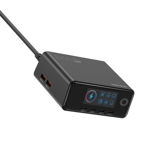 Mobile Origin Βάση Φόρτισης GaN με 2 Θύρες USB-A και 4 Θύρες USB-C 240W Power Delivery / Quick Charge 3.0 / Quick Charge 2.0 σε Μαύρο χρώμα (PW39)