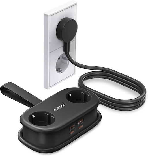 Orico GaN Charging Station With 2 USB-A Output Ports And USB-C Output Port And USB-C Cable 20W Power Delivery In Black Colour AP3