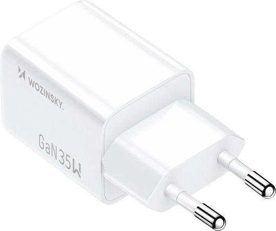 Wozinsky Wireless Charger GaN With USB-A Output Port And USB-C Output Port 35W Power Delivery White (WWC-35W)