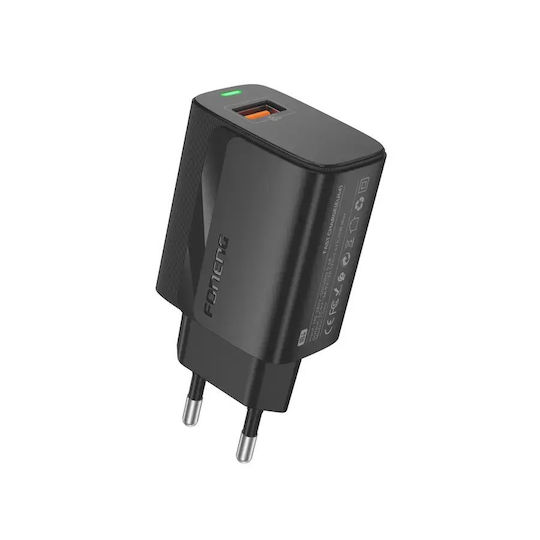 Foneng с USB-A порт и кабел micro USB 18W Quick Charge 2.0 Черен (EU64)