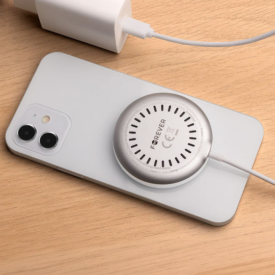 Forever Wireless Charger Qi Pad 15W Quick Charge 3.0 / Quick Charge 2.0 / Quick Charge 4.0 Silver