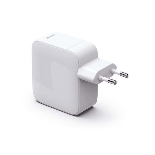 HAMA Зарядно Устройство GaN с USB-C Изходен Порт и USB-C Кабел 30W Power Delivery Бял 00201956