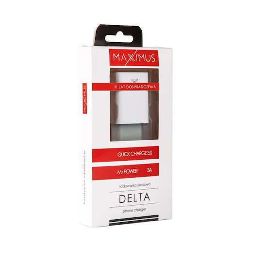 Maxximus Зарядно без кабел с USB-A порт Quick Charge 3.0 Бял (Delta)