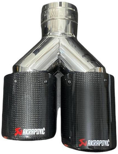 Double Car Exhaust End Type Akrapovic 60-63mm Rear Φ90 Front Carbon Glossy Black Set Right Left