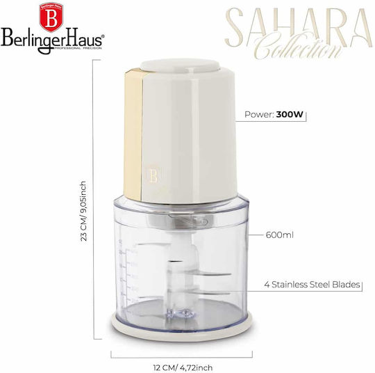 Berlinger Haus Mini Chopper Multi 300W mit 1l Behälter Grau