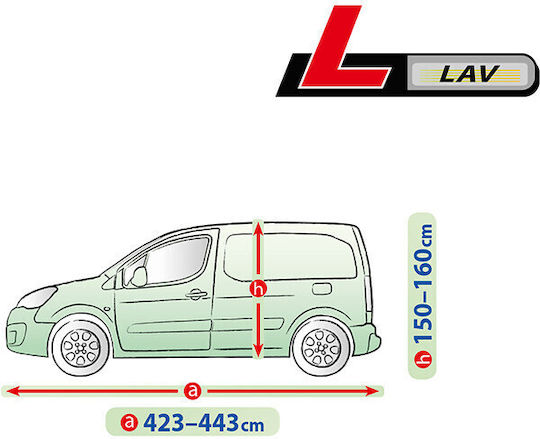Обхваща за Ford Transit Connect 443x150см Водоустойчив което се закрепва с ластик