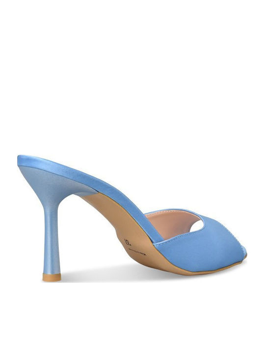 Mules With Thin Heel In Blue Colour