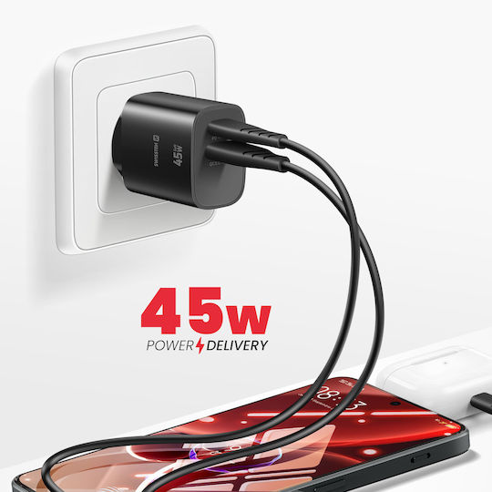 Swissten 45w Usb-c Power Delivery Charger Usb-a Quick Charge 3.0 18w Black