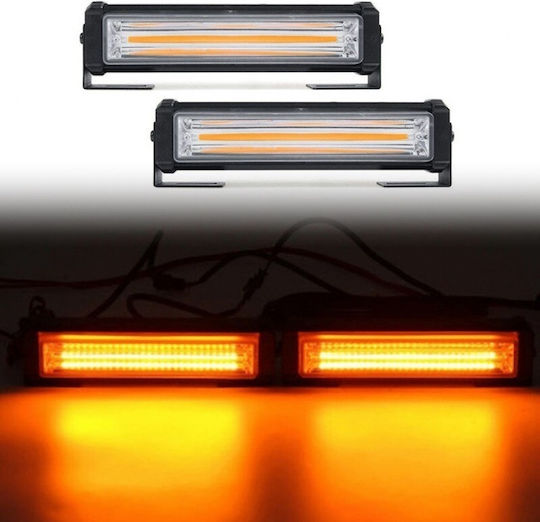 Μπάρα Σήμανσης Αυτοκινήτου 2τμχ LED 12/24V 16cm - Πορτοκαλί