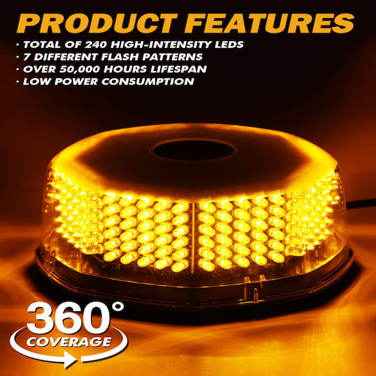 Автомобилен фар LED 12V с Orange / Оранжев Осветление