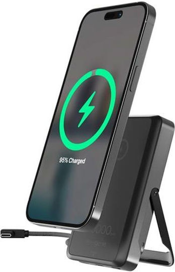 Energenie Магнитна Стойка MagSafe Външна Батерия 10000mAh 15W Power Delivery Черна