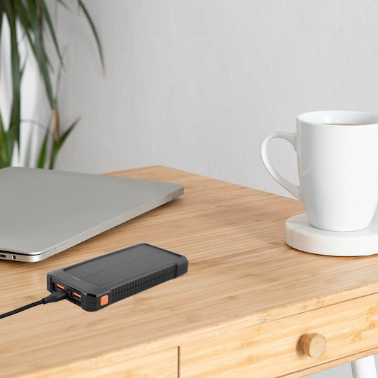 Gembird PB10 Solar Solar Power Bank 10000mAh 20W with 2 USB-A Ports and USB-C Port Black