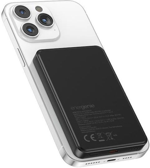 Energenie Магнитна MagSafe Външна Батерия 5000mAh 15W с USB-C Power Delivery Черен