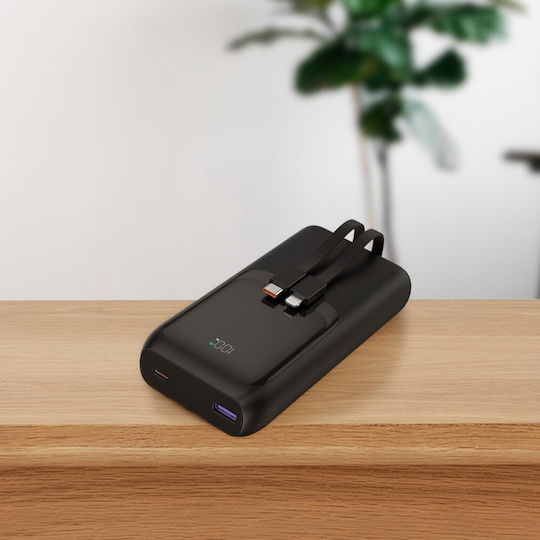 Energenie Бърза Външна Батерия 20000mAh 20W с USB-A Изходен Порт и USB-C Изходен Порт Power Delivery / Бързо Зареждане Черна