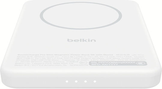 Belkin BoostCharge Slim Magnetic MagSafe Power Bank 5000mAh 15W με Θύρα USB-C Power Delivery Λευκό