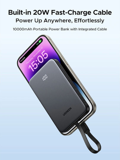 Ugreen Power Bank 10000mAh 20W με 3 Θύρες USB-C Power Delivery Γκρι
