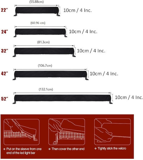 Carcasă de protecție impermeabilă pentru bară LED 42 inch 107cm negru