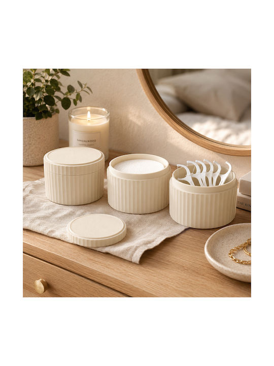 Femmit 3 Piece Bathroom Organizers Cream Lid Cotton Swabs Tweezers & Makeup Accessories
