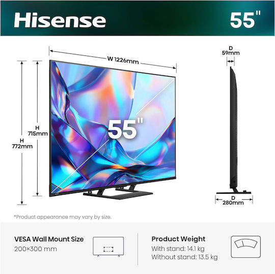 Hisense Smart Fernseher 55" 4K Ultra HD LED 55A7DS HDR (2026)