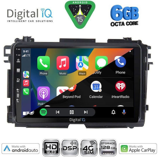Digital IQ Car Audio System for Honda HR-V 2015-2021 (Bluetooth/USB/WiFi/GPS/Apple CarPlay/Android Auto) with 9" Touch Screen
