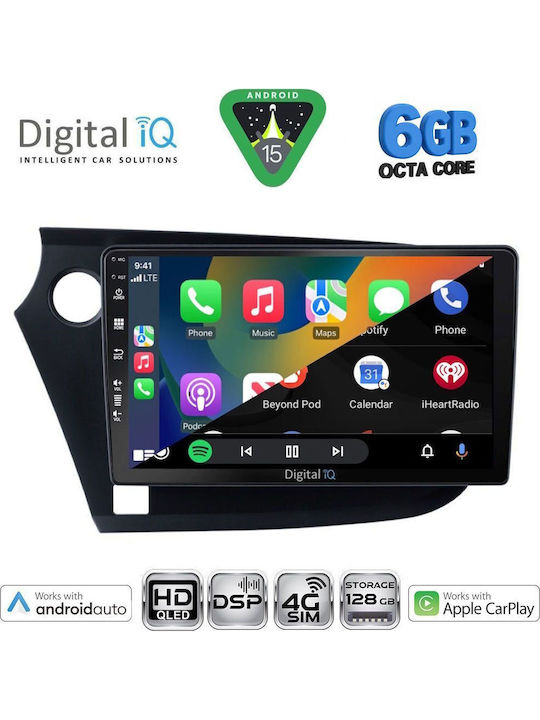 Digital IQ Auto-Audiosystem für Honda Insight 2009-2014 Bluetooth USB Eingebautes Wi-Fi GPS Apple CarPlay Android Auto mit 9 Zoll Touchscreen