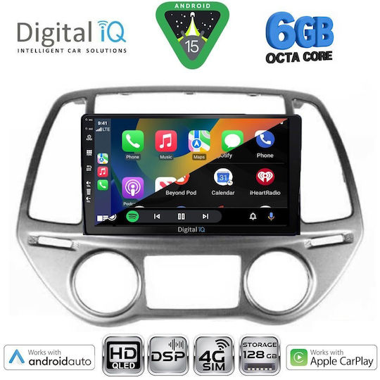 Digital IQ Car Audio System for Hyundai i20 2008-2012 with Clima (Bluetooth/USB/WiFi/GPS/Apple CarPlay/Android Auto) with 9" Touch Screen