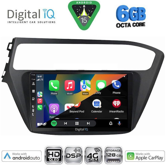 Digital IQ Ηχοσύστημα Αυτοκινήτου για Hyundai i20 2018-2021 (Bluetooth/USB/WiFi/GPS/Apple-Carplay/Android-Auto) με Οθόνη Αφής 9"