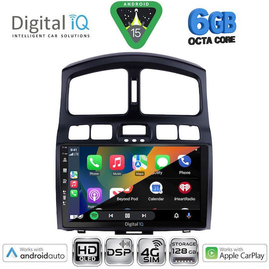 Digital IQ Car Audio System for Hyundai Santa Fe 2003-2006 Bluetooth USB WiFi GPS Apple CarPlay Android Auto with 9" Touch Screen