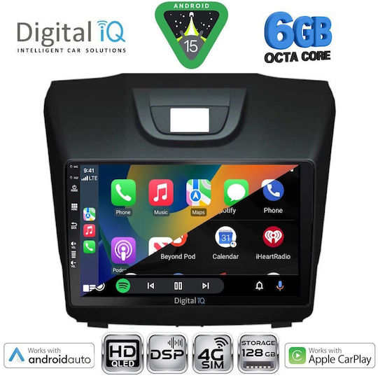 Digital IQ Car Audio System Isuzu D-Max 2012-2020 Bluetooth USB WiFi GPS Apple CarPlay Android Auto with 9" Touch Screen