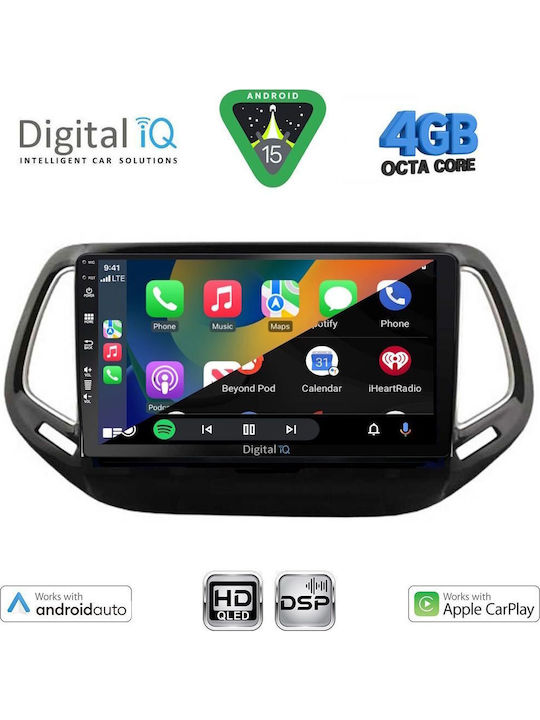 Digital IQ Auto-Audiosystem Für Jeep Compass 2016-2021 Bluetooth USB Eingebautes Wi-Fi GPS Apple CarPlay Android Auto Mit Touchscreen 10 Zoll