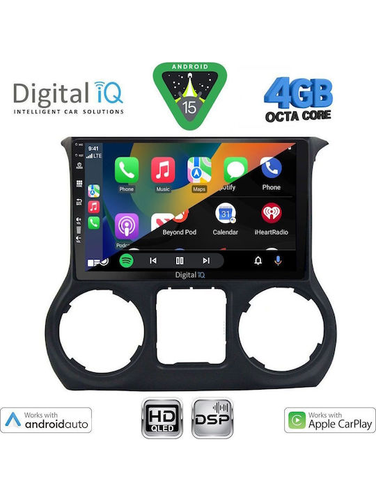 Digital IQ Car Audio System for Jeep Wrangler 2011-2014 (Bluetooth/USB/WiFi/GPS/Apple CarPlay/Android Auto) with 10" Touch Screen