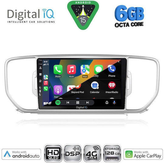 Digital IQ Car Audio System for Kia Sportage 2015-2018 Bluetooth USB WiFi GPS Apple CarPlay Android Auto with 9" Touch Screen