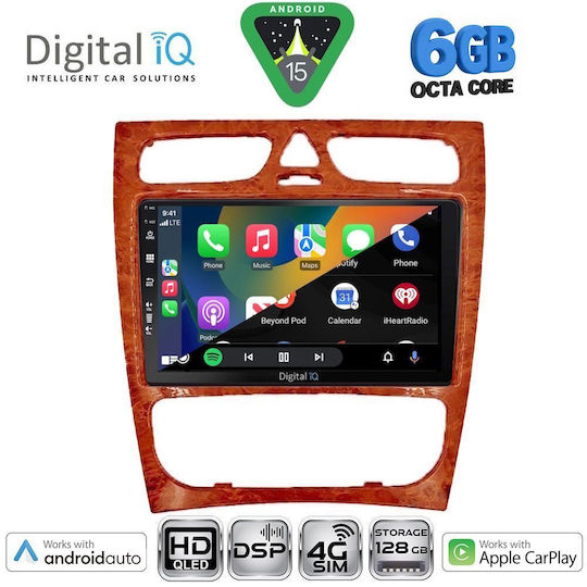 Digital IQ Ηχοσύστημα Αυτοκινήτου για Mercedes-Benz C Class 1999-2004 (Bluetooth/USB/WiFi/GPS/Apple-Carplay/Android-Auto) με Οθόνη Αφής 9"