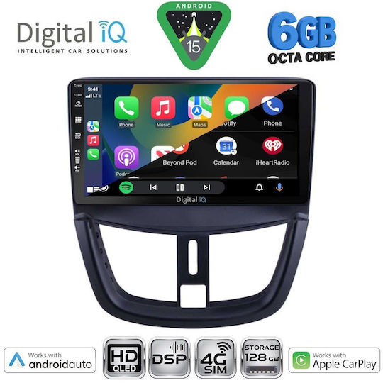 Digital IQ Car Audio System for Peugeot 207 2007-2014 Bluetooth USB WiFi GPS Apple CarPlay Android Auto with 9" Touch Screen