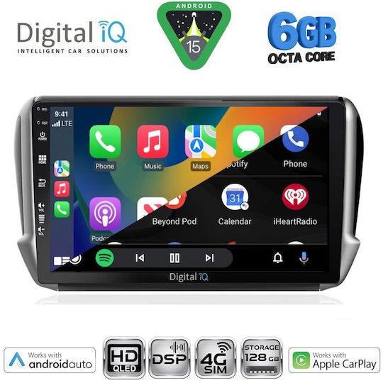Digital IQ Ηχοσύστημα Αυτοκινήτου για Peugeot 2008 2012-2021 (Bluetooth/USB/WiFi/GPS/Apple-Carplay/Android-Auto) με Οθόνη Αφής 10"