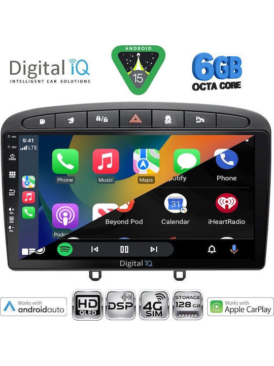 Digital IQ Car Audio System for Peugeot 308 / RCZ 2007-2012 (Bluetooth/USB/WiFi/GPS/Apple CarPlay/Android Auto) with 9" Touch Screen