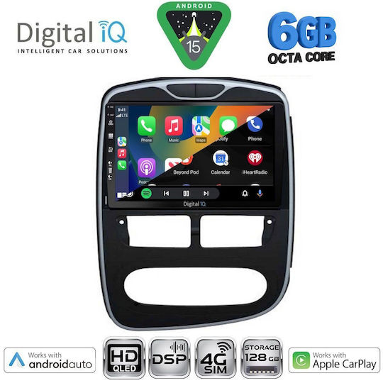 Digital IQ Car Audio System for Renault Clio 2012-2015 Bluetooth USB WiFi GPS Apple CarPlay Android Auto with 10" Touch Screen