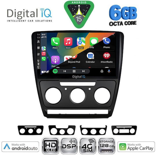 Digital IQ Car Audio System for Skoda Octavia 2005-2012 with Clima Bluetooth USB Wi-Fi GPS Apple CarPlay Android Auto with 10 Inch Touch Screen DIGITAL IQ BXF 17595BL CPAA