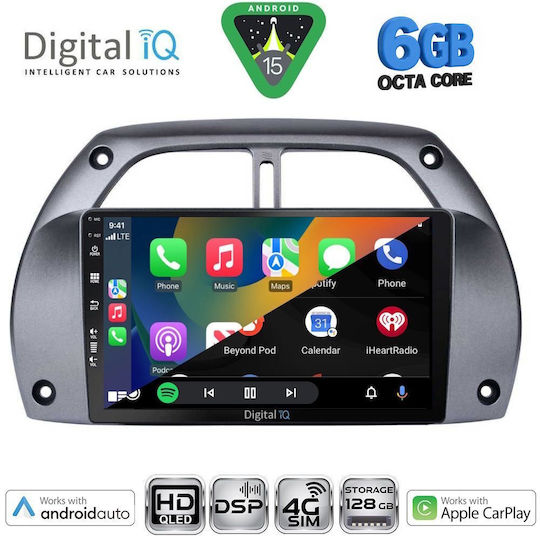 Digital IQ Car Audio System for Toyota RAV 4 2000-2006 with A/C Bluetooth USB WiFi GPS Apple CarPlay Android Auto with 9" Touch Screen