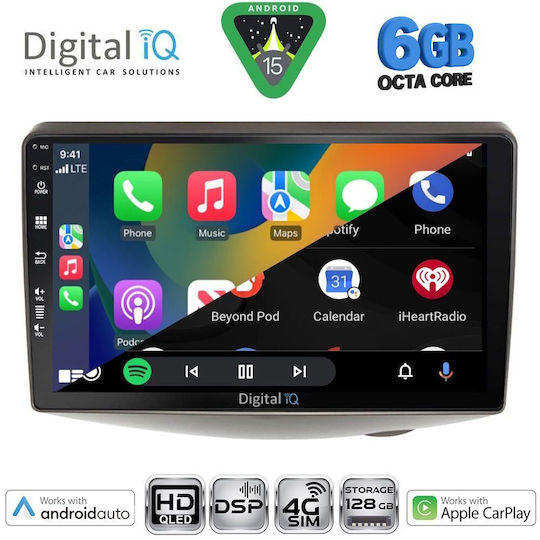 Digital IQ Car Audio System for Toyota Yaris 1999-2006 (Bluetooth/USB/WiFi/GPS/Apple CarPlay/Android Auto) with 9" Touch Screen