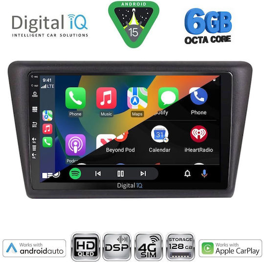 Digital IQ Ηχοσύστημα Αυτοκινήτου για Skoda Rapid 2014-2019 (Bluetooth/USB/WiFi/GPS/Apple-Carplay/Android-Auto) με Οθόνη Αφής 9"