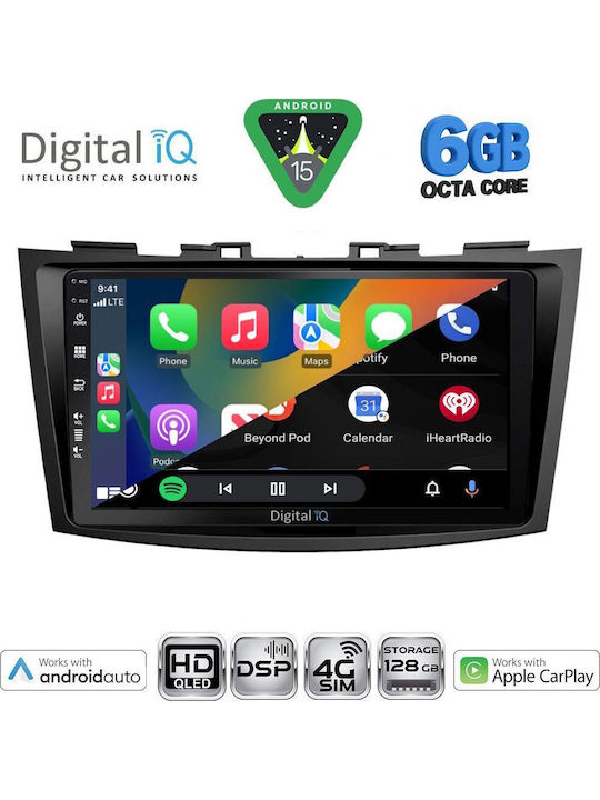 Digital IQ Car Audio System for Suzuki Swift 2011-2016 Bluetooth USB WiFi GPS Apple CarPlay Android Auto with 9" Touch Screen