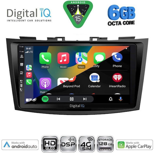 Digital IQ Car Audio System for Suzuki Swift 2011-2016 Bluetooth USB WiFi GPS Apple CarPlay Android Auto with 9" Touch Screen