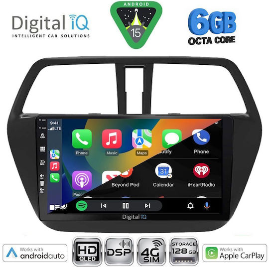 Digital IQ Car Audio System for Suzuki SX4 S-Cross 2014-2021 Bluetooth USB WiFi GPS Apple CarPlay Android Auto with 9" Touch Screen