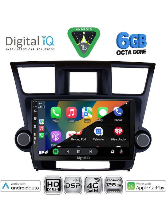 Digital IQ Автомобилна Аудио Система За Toyota Highlander 2008-2015 Bluetooth USB Вграден Wi-Fi GPS Apple CarPlay Android Auto С Touch Screen 10"