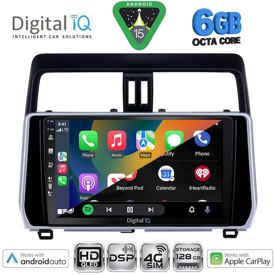 Digital IQ Car Audio System for Toyota Land Cruiser 2019-2023 Bluetooth USB WiFi GPS Apple CarPlay Android Auto with 10" Touch Screen