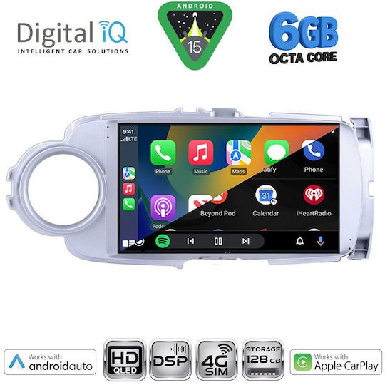 Digital IQ Car Audio System for Toyota Yaris 2011-2015 (Bluetooth/USB/WiFi/GPS/Apple CarPlay/Android Auto) with 9" Touch Screen